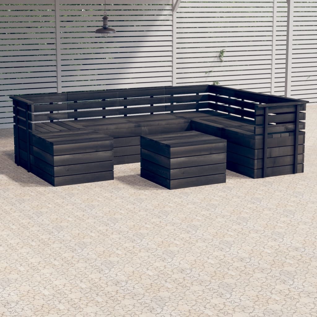VidaXL 8-delige Loungeset pallet massief grenenhout donkergrijs