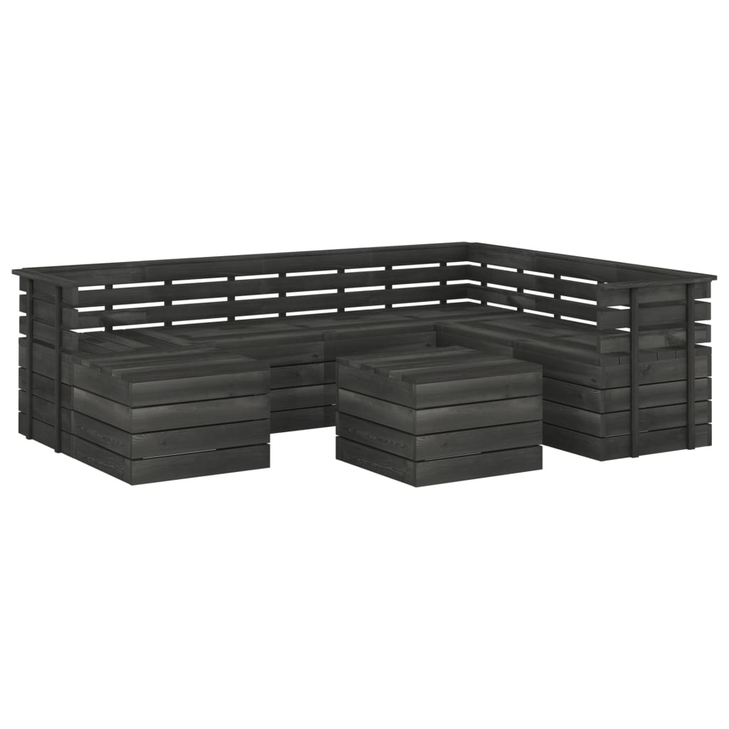 VidaXL 8-delige Loungeset pallet massief grenenhout donkergrijs