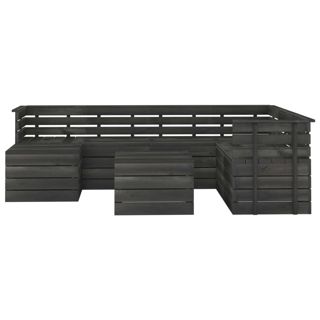 VidaXL 8-delige Loungeset pallet massief grenenhout donkergrijs
