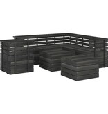 VidaXL 8-delige Loungeset pallet massief grenenhout donkergrijs