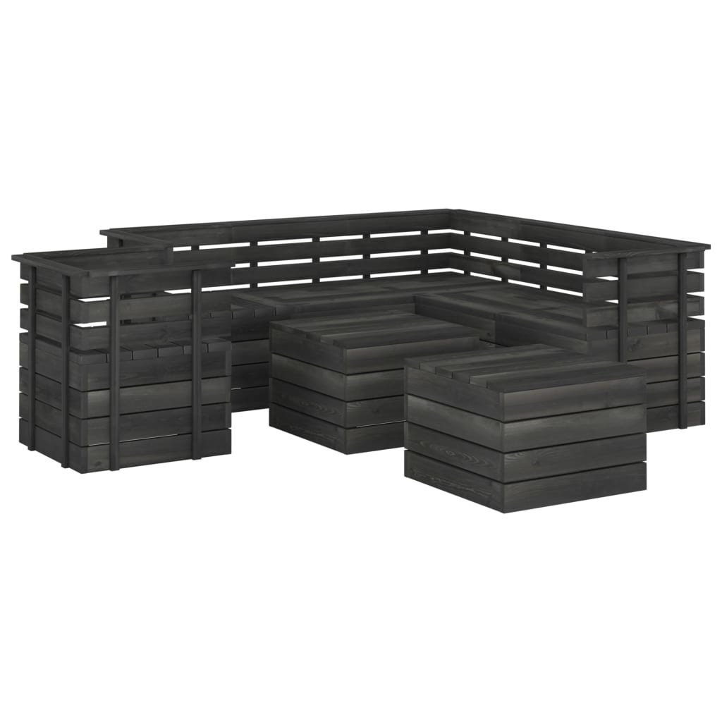 VidaXL 8-delige Loungeset pallet massief grenenhout donkergrijs