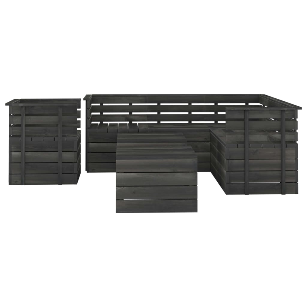 VidaXL 8-delige Loungeset pallet massief grenenhout donkergrijs