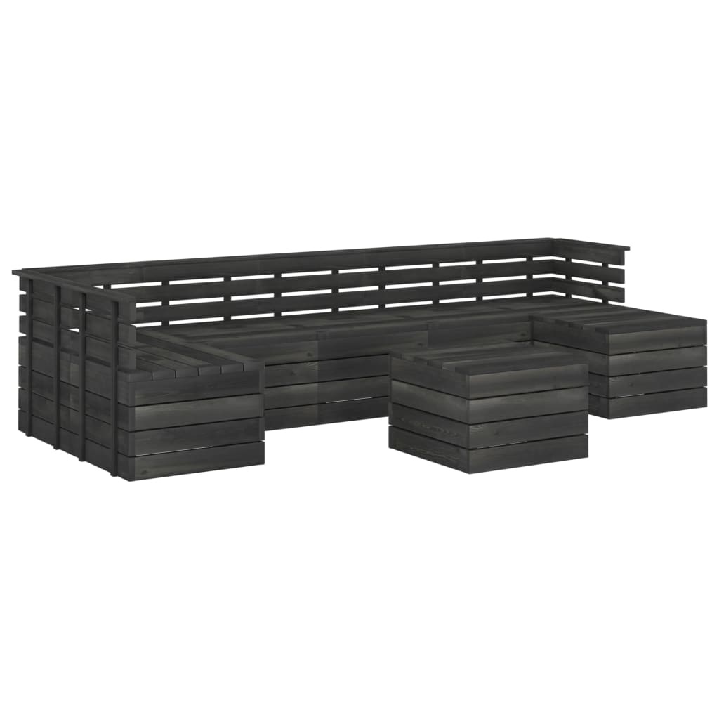 VidaXL 8-delige Loungeset pallet massief grenenhout donkergrijs