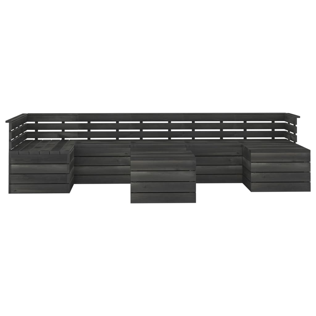 VidaXL 8-delige Loungeset pallet massief grenenhout donkergrijs