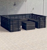 VidaXL 9-delige Loungeset pallet massief grenenhout donkergrijs