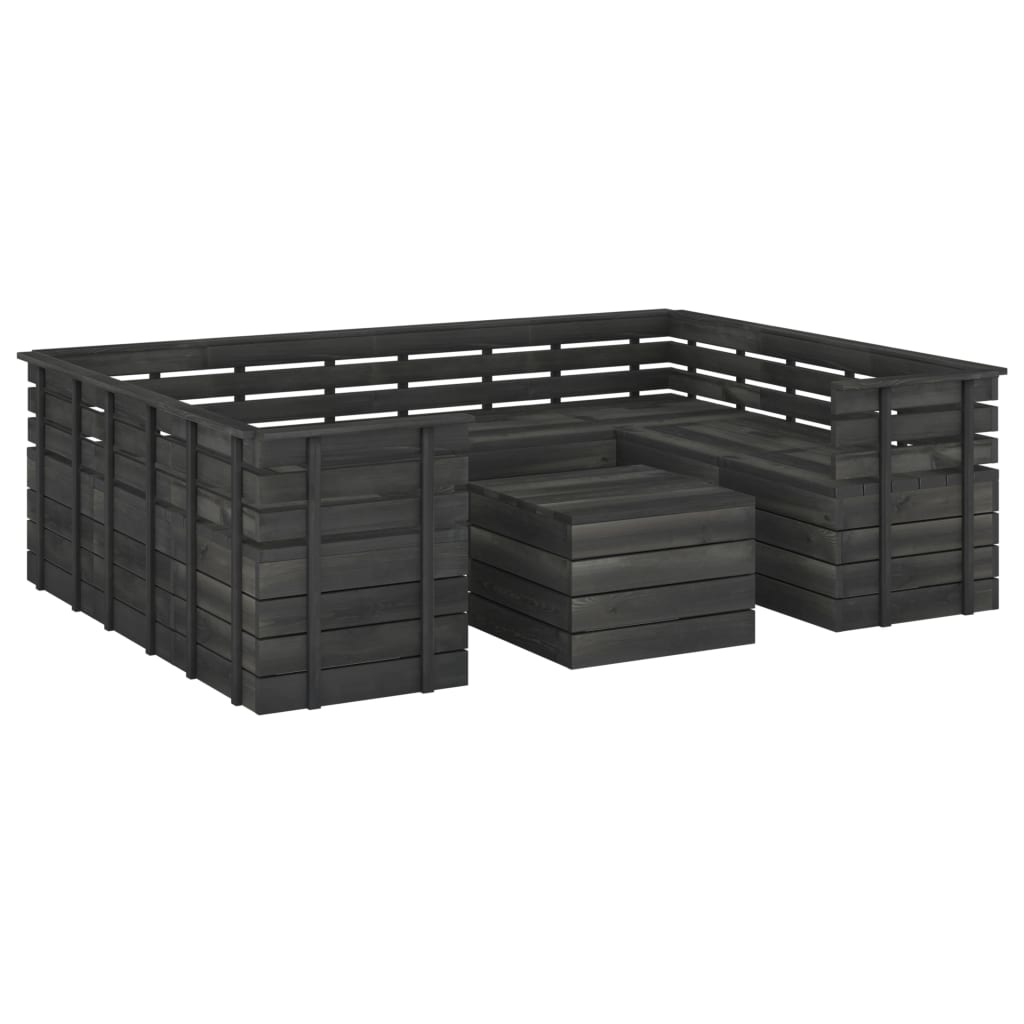 VidaXL 9-delige Loungeset pallet massief grenenhout donkergrijs