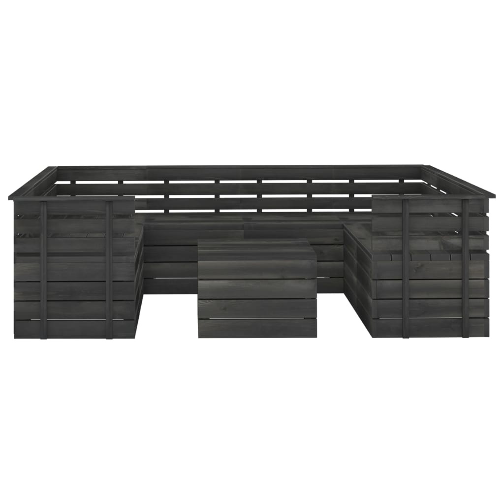VidaXL 9-delige Loungeset pallet massief grenenhout donkergrijs