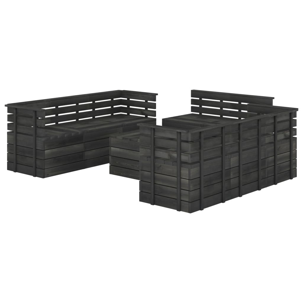 VidaXL 9-delige Loungeset pallet massief grenenhout donkergrijs