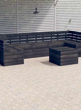 VidaXL 7-delige Loungeset pallet massief grenenhout donkergrijs