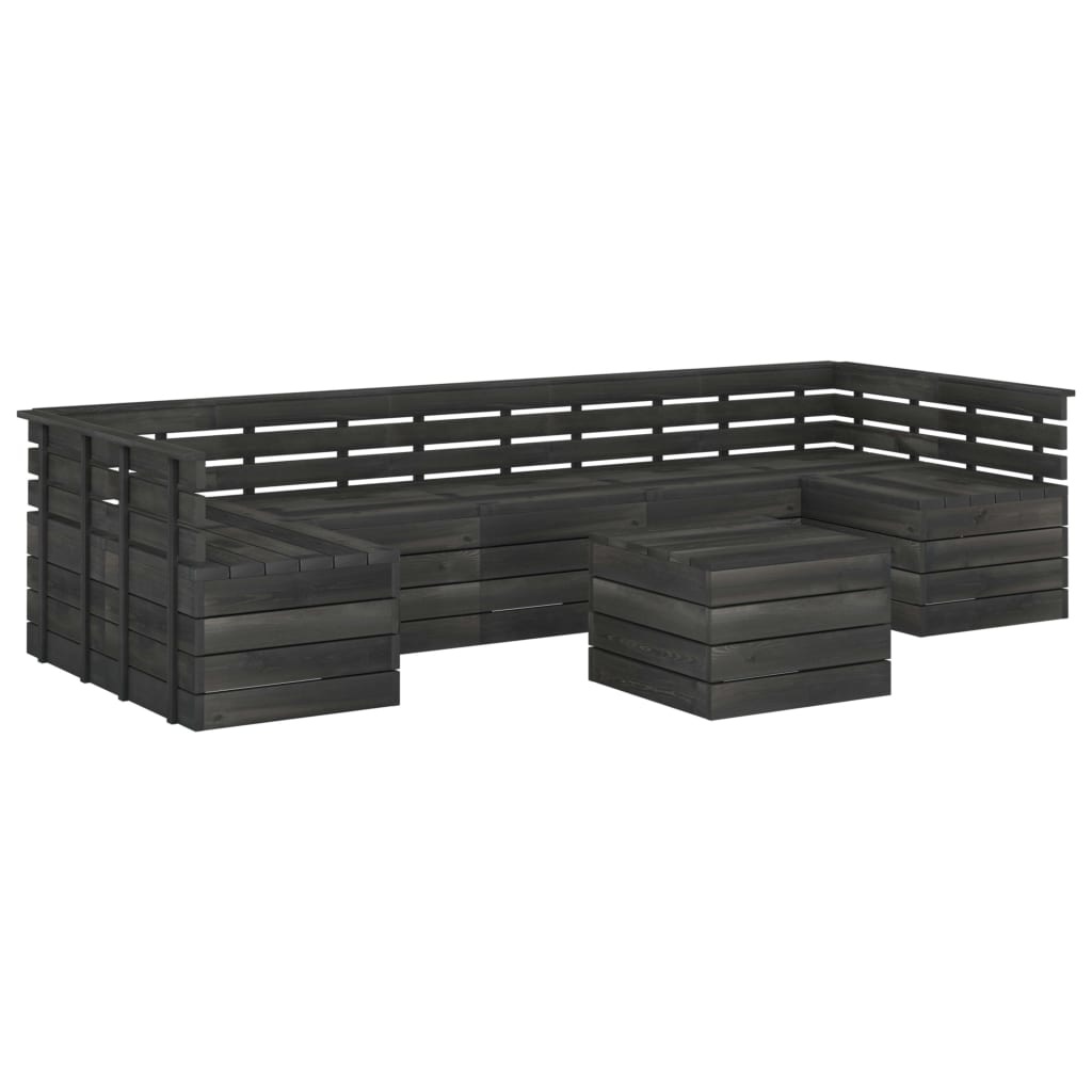 VidaXL 7-delige Loungeset pallet massief grenenhout donkergrijs