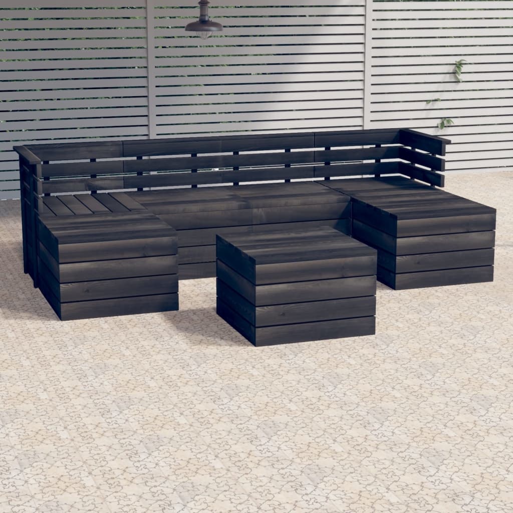 VidaXL 7-delige Loungeset pallet massief grenenhout donkergrijs