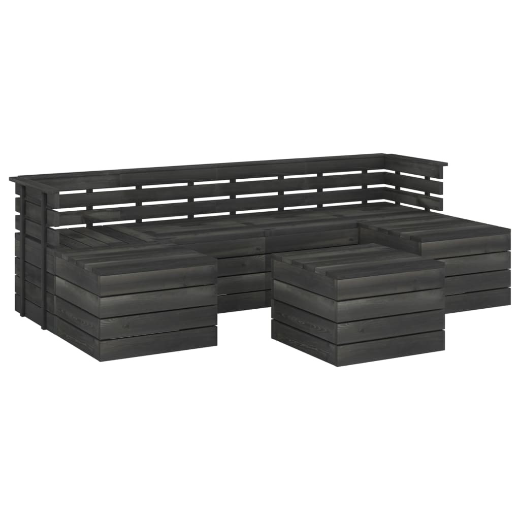 VidaXL 7-delige Loungeset pallet massief grenenhout donkergrijs