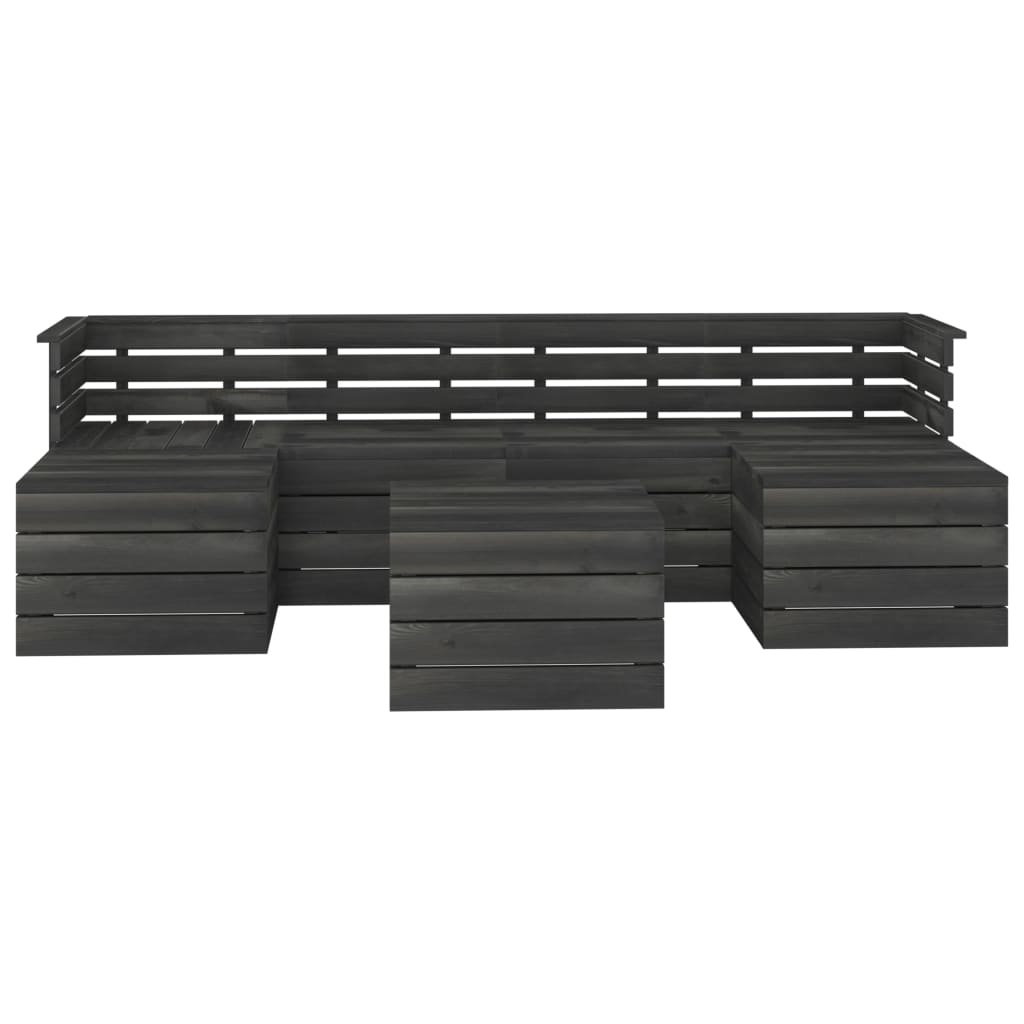 VidaXL 7-delige Loungeset pallet massief grenenhout donkergrijs