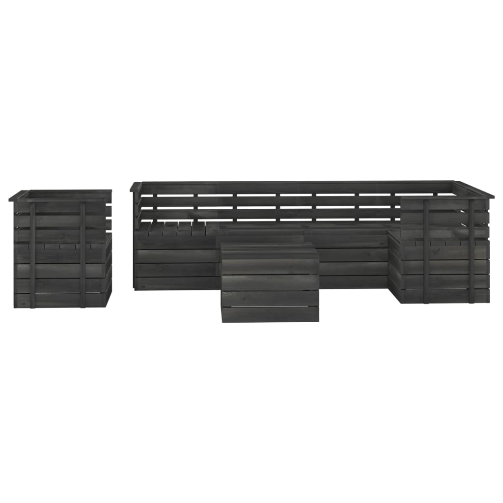 VidaXL 7-delige Loungeset pallet massief grenenhout donkergrijs