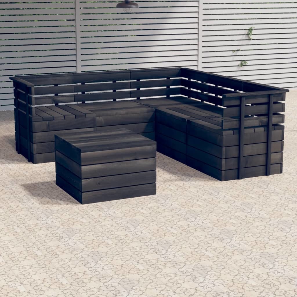 VidaXL 6-delige Loungeset pallet massief grenenhout donkergrijs