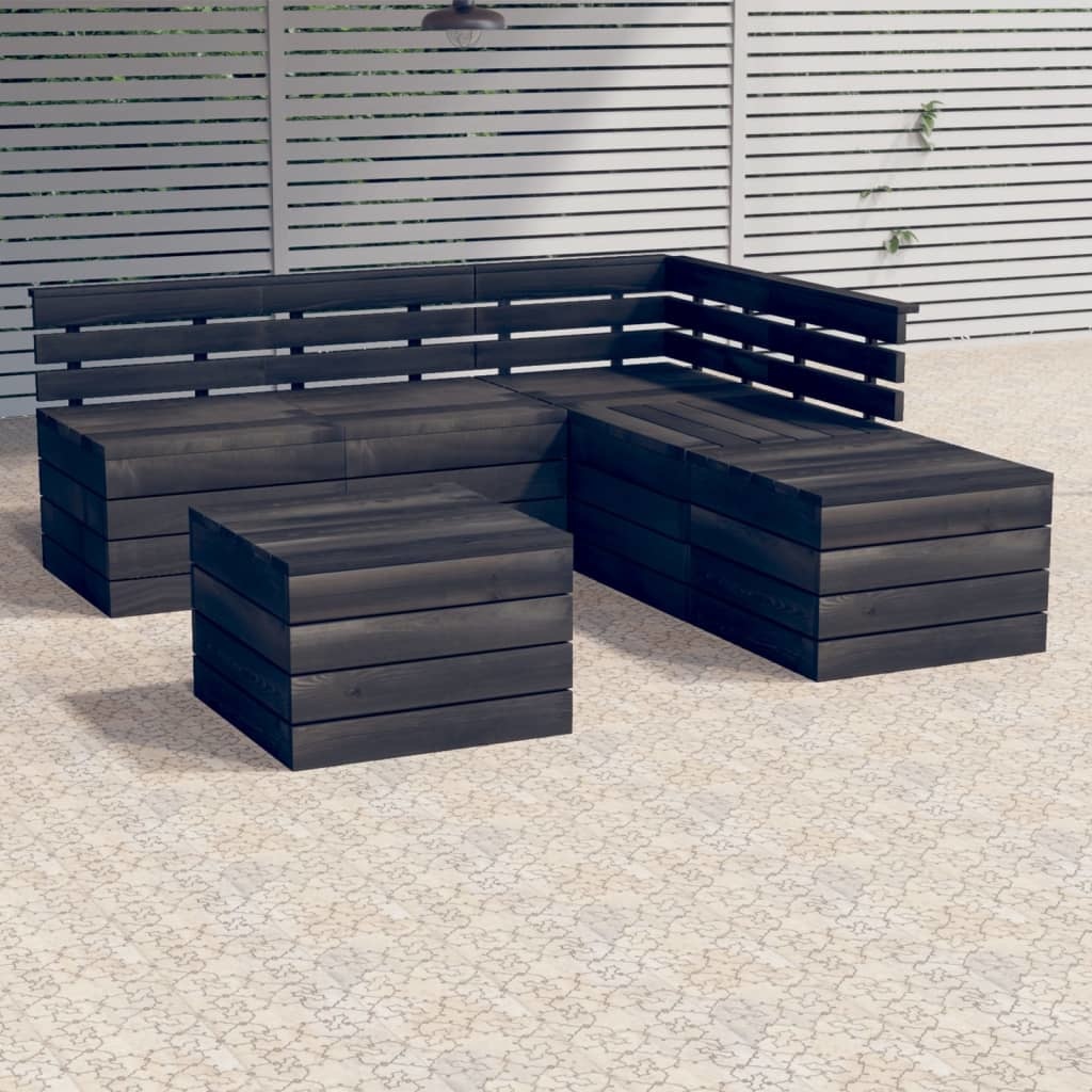 VidaXL 6-delige Loungeset pallet massief grenenhout donkergrijs