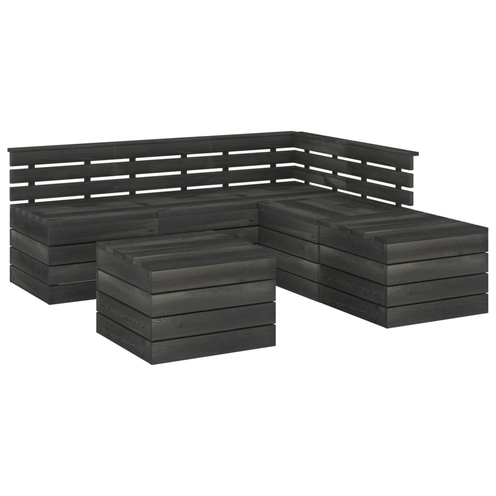 VidaXL 6-delige Loungeset pallet massief grenenhout donkergrijs