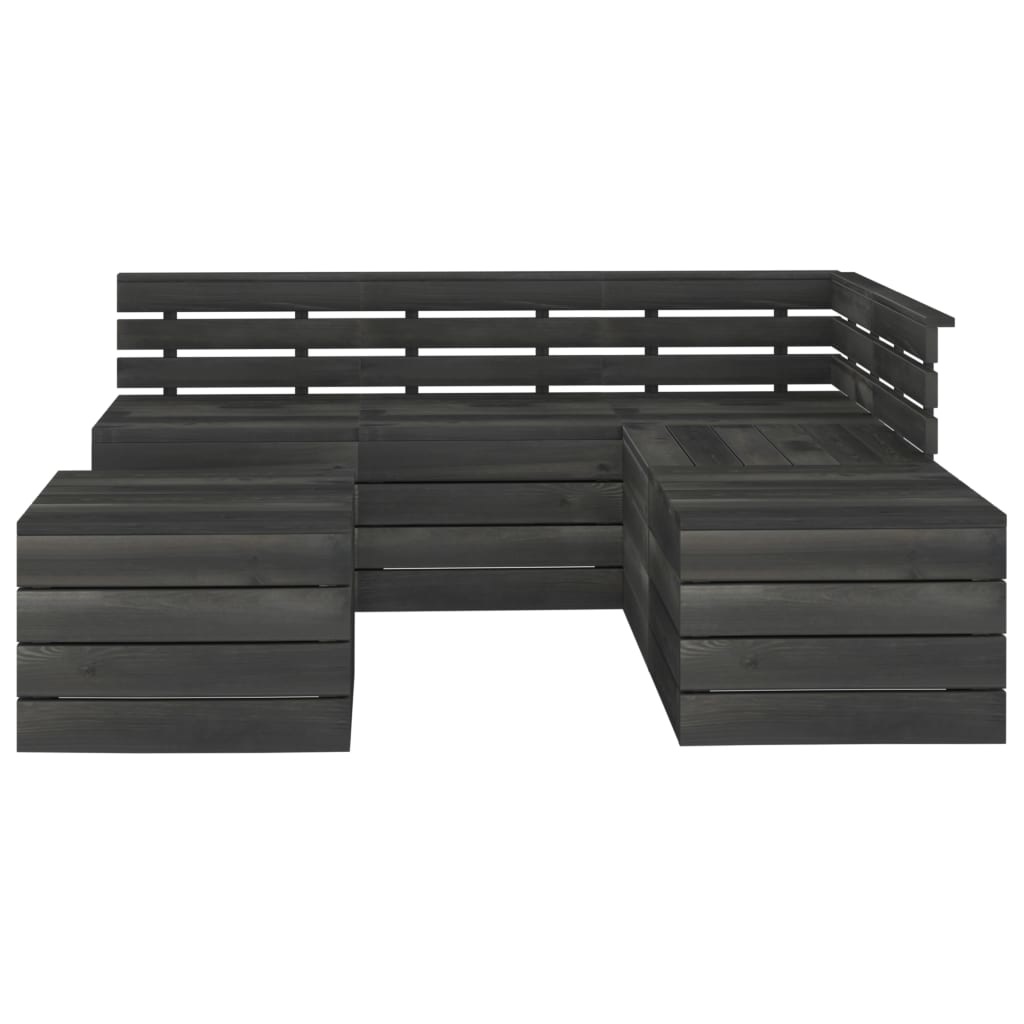 VidaXL 6-delige Loungeset pallet massief grenenhout donkergrijs