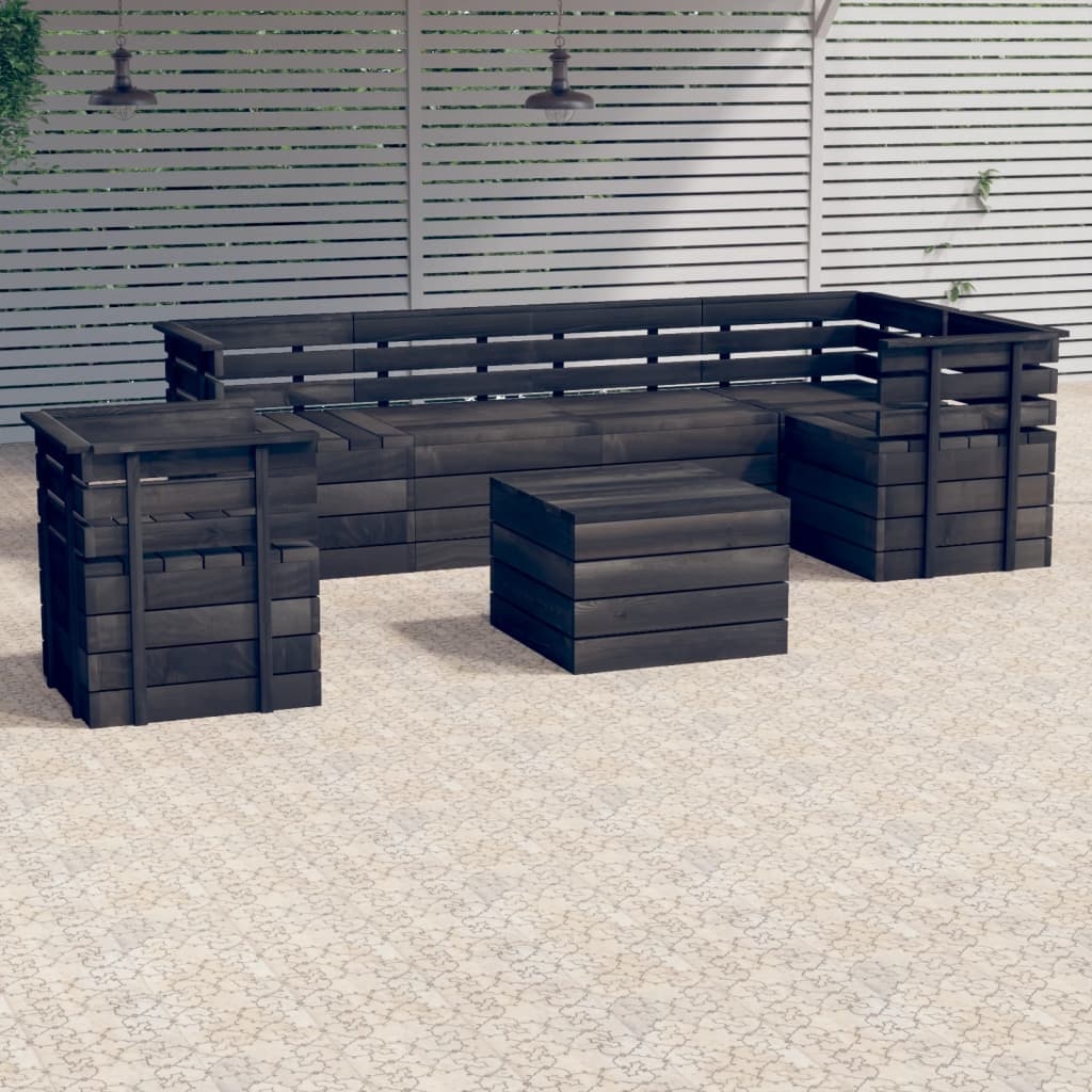 VidaXL 7-delige Loungeset pallet massief grenenhout donkergrijs