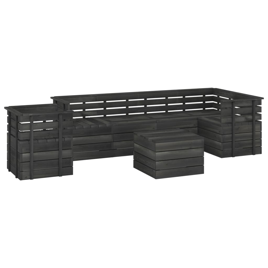 VidaXL 7-delige Loungeset pallet massief grenenhout donkergrijs