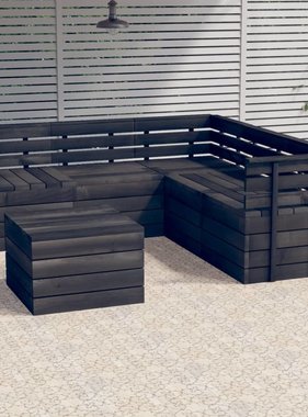 VidaXL 6-delige Loungeset pallet massief grenenhout donkergrijs