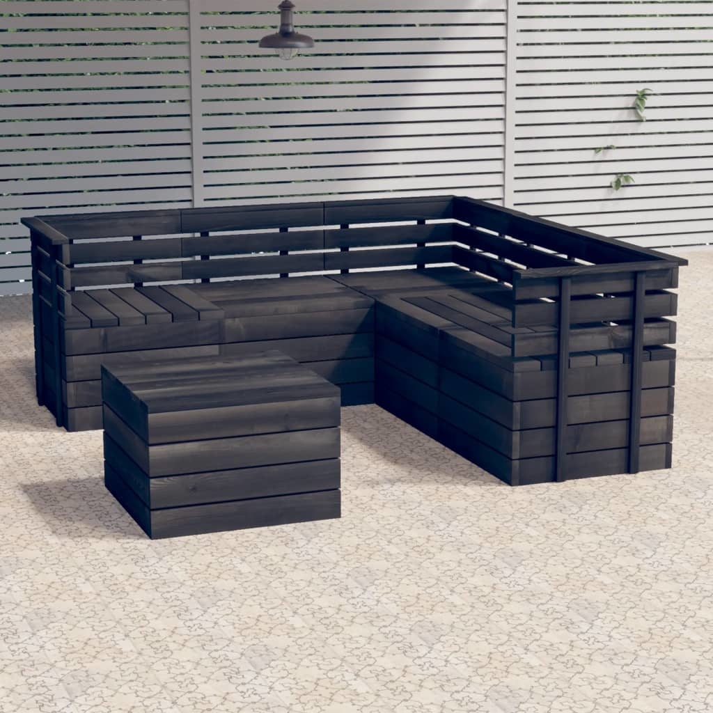 VidaXL 6-delige Loungeset pallet massief grenenhout donkergrijs