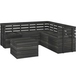 VidaXL 6-delige Loungeset pallet massief grenenhout donkergrijs