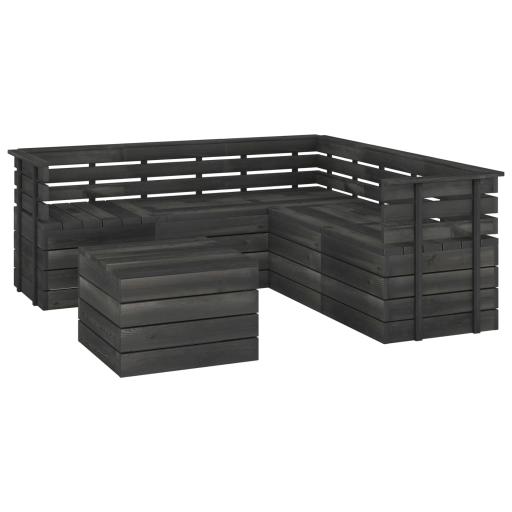VidaXL 6-delige Loungeset pallet massief grenenhout donkergrijs