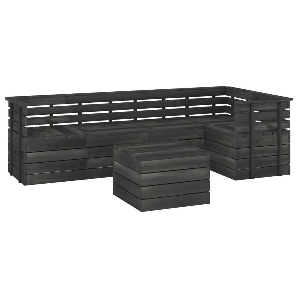 VidaXL 6-delige Loungeset pallet massief grenenhout donkergrijs