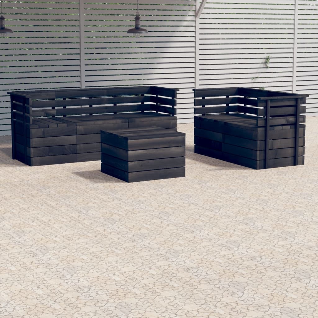 VidaXL 6-delige Loungeset pallet massief grenenhout donkergrijs