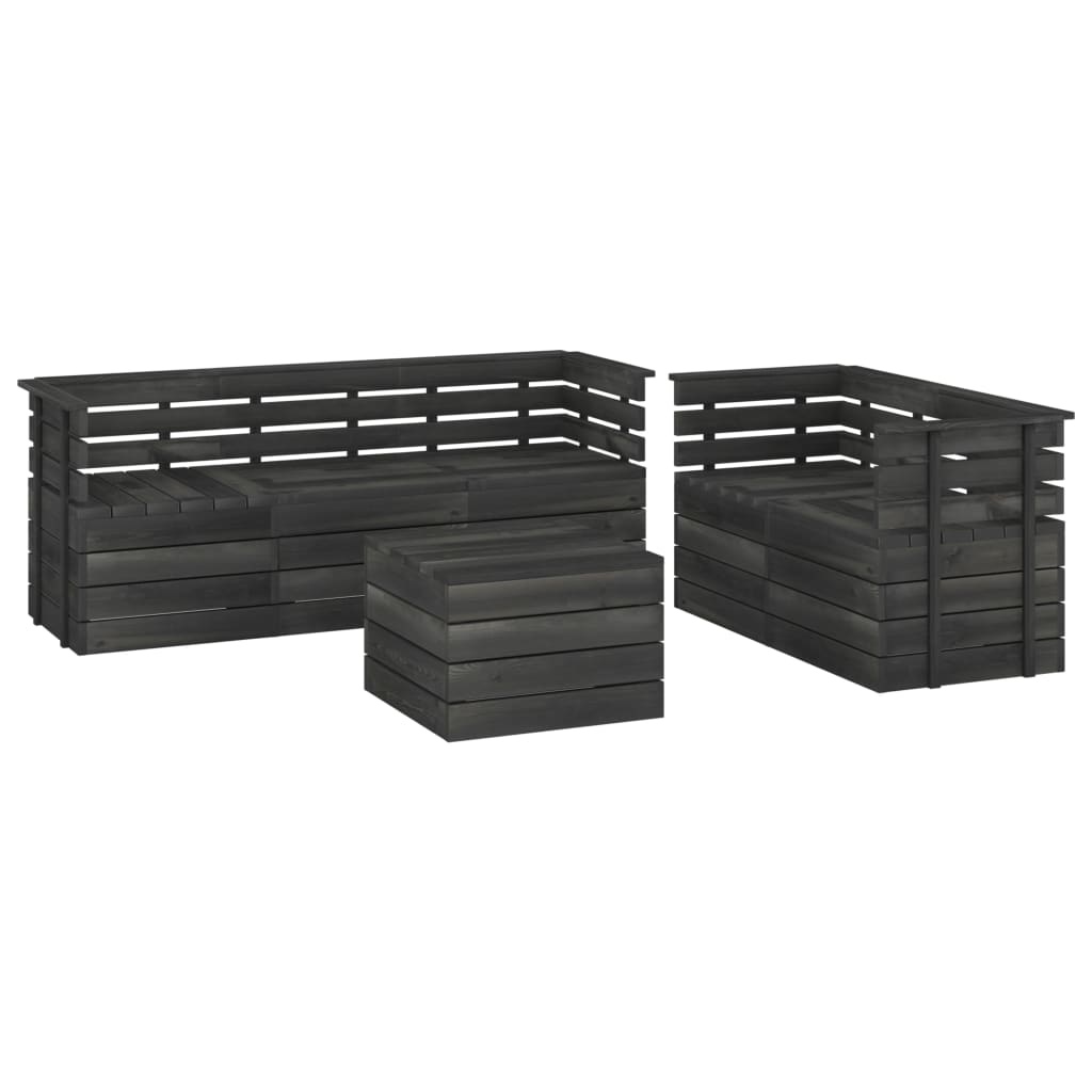 VidaXL 6-delige Loungeset pallet massief grenenhout donkergrijs