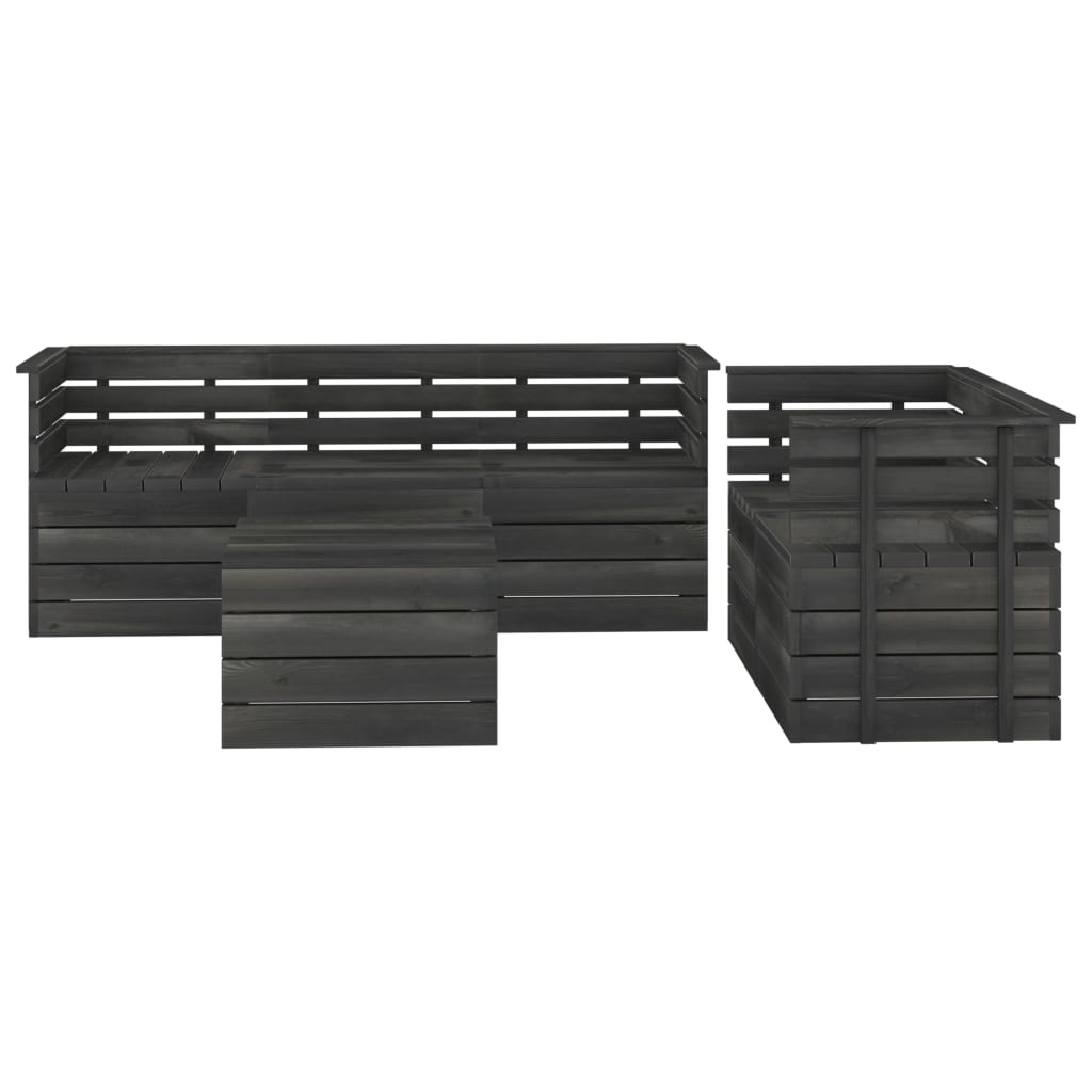 VidaXL 6-delige Loungeset pallet massief grenenhout donkergrijs