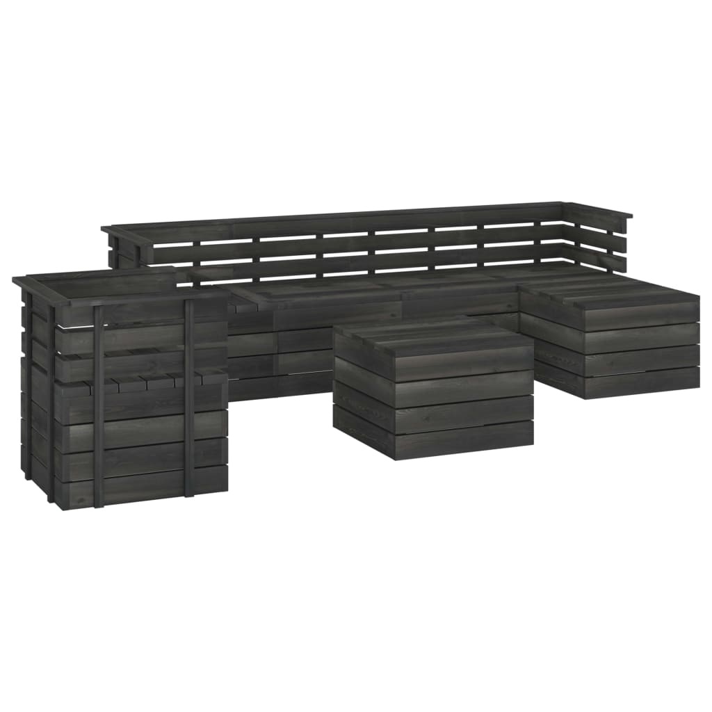VidaXL 7-delige Loungeset pallet massief grenenhout donkergrijs