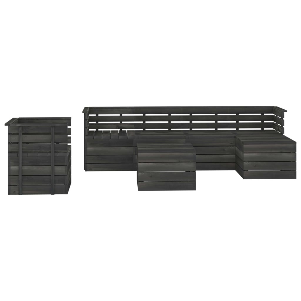 VidaXL 7-delige Loungeset pallet massief grenenhout donkergrijs