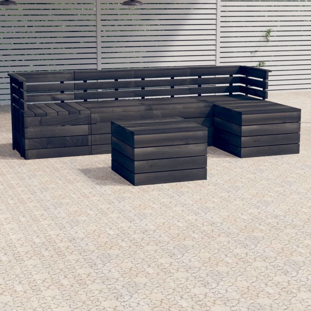VidaXL 6-delige Loungeset pallet massief grenenhout donkergrijs
