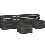 VidaXL 6-delige Loungeset pallet massief grenenhout donkergrijs