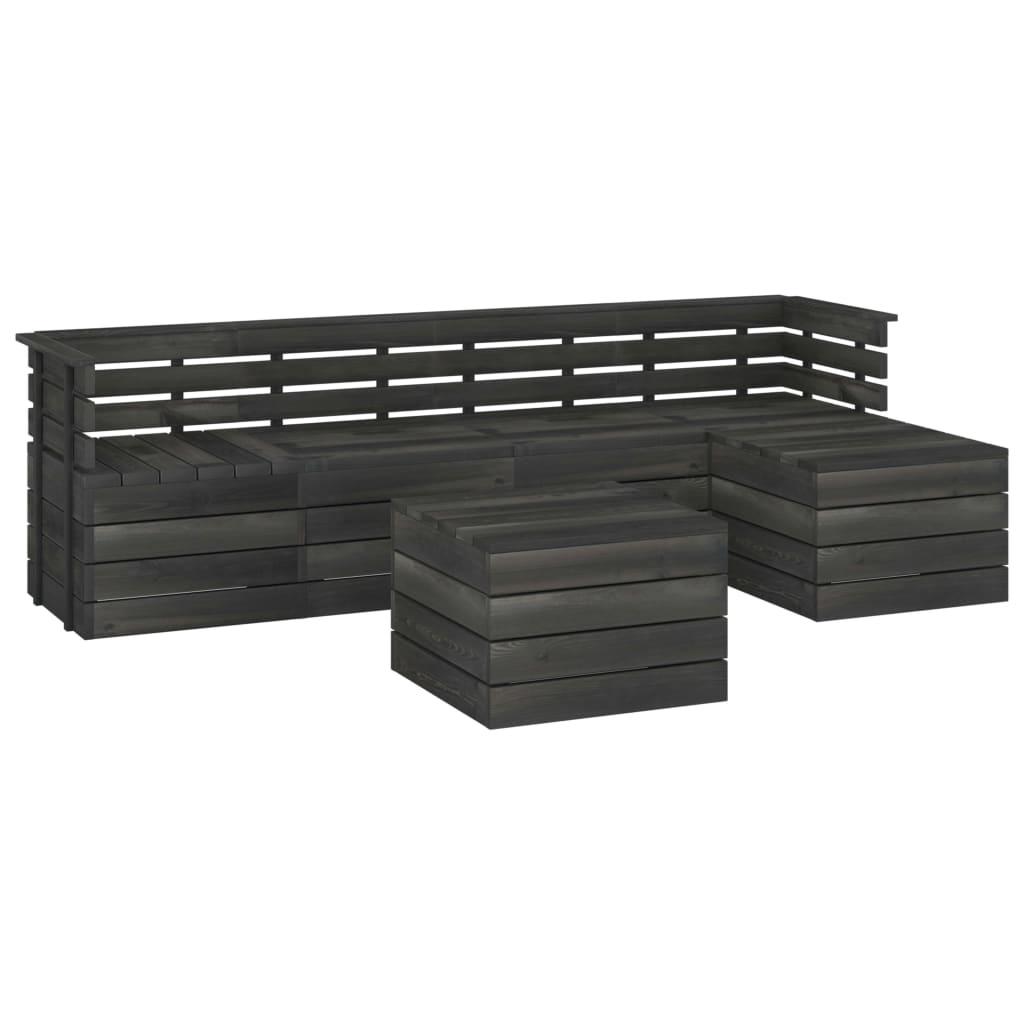 VidaXL 6-delige Loungeset pallet massief grenenhout donkergrijs
