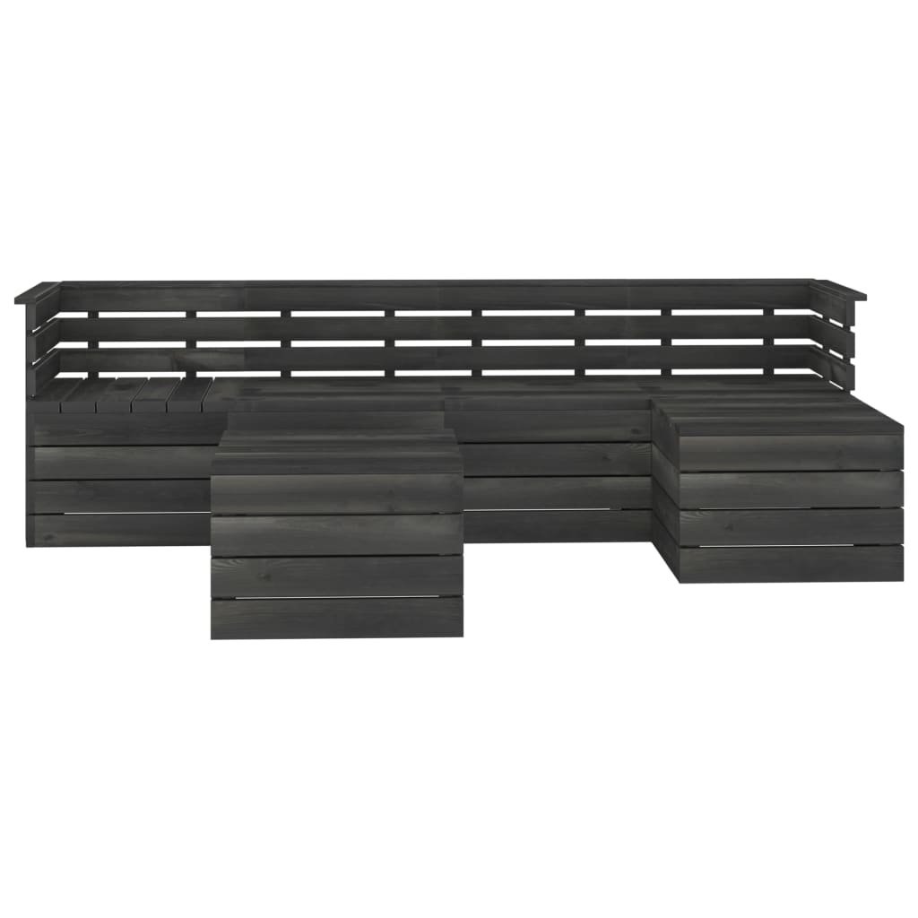 VidaXL 6-delige Loungeset pallet massief grenenhout donkergrijs
