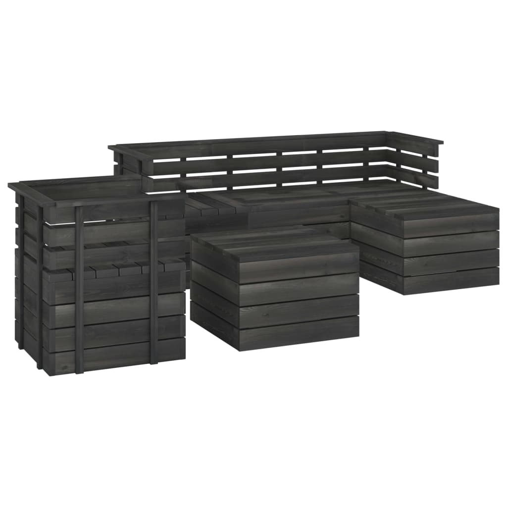 VidaXL 6-delige Loungeset pallet massief grenenhout donkergrijs