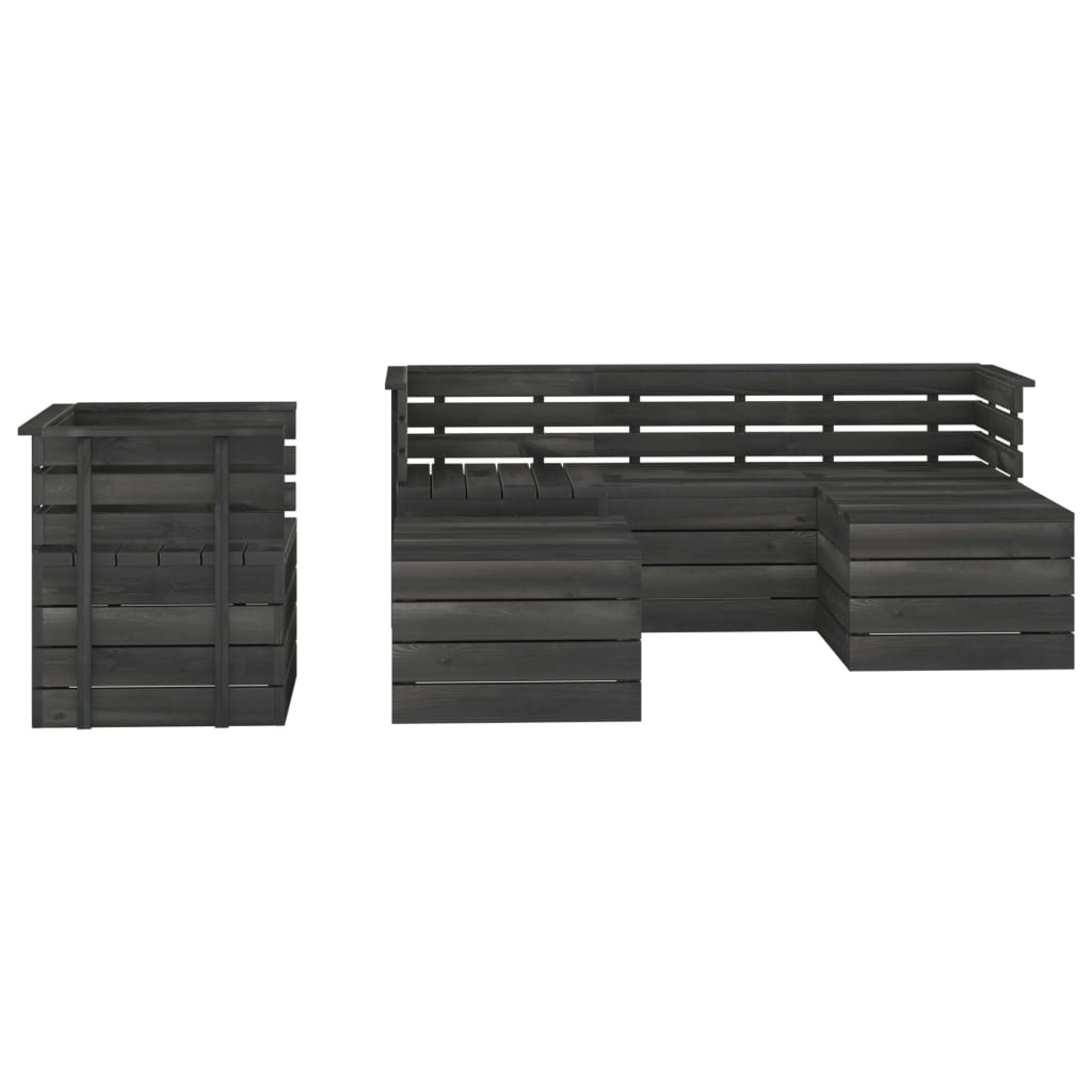 VidaXL 6-delige Loungeset pallet massief grenenhout donkergrijs