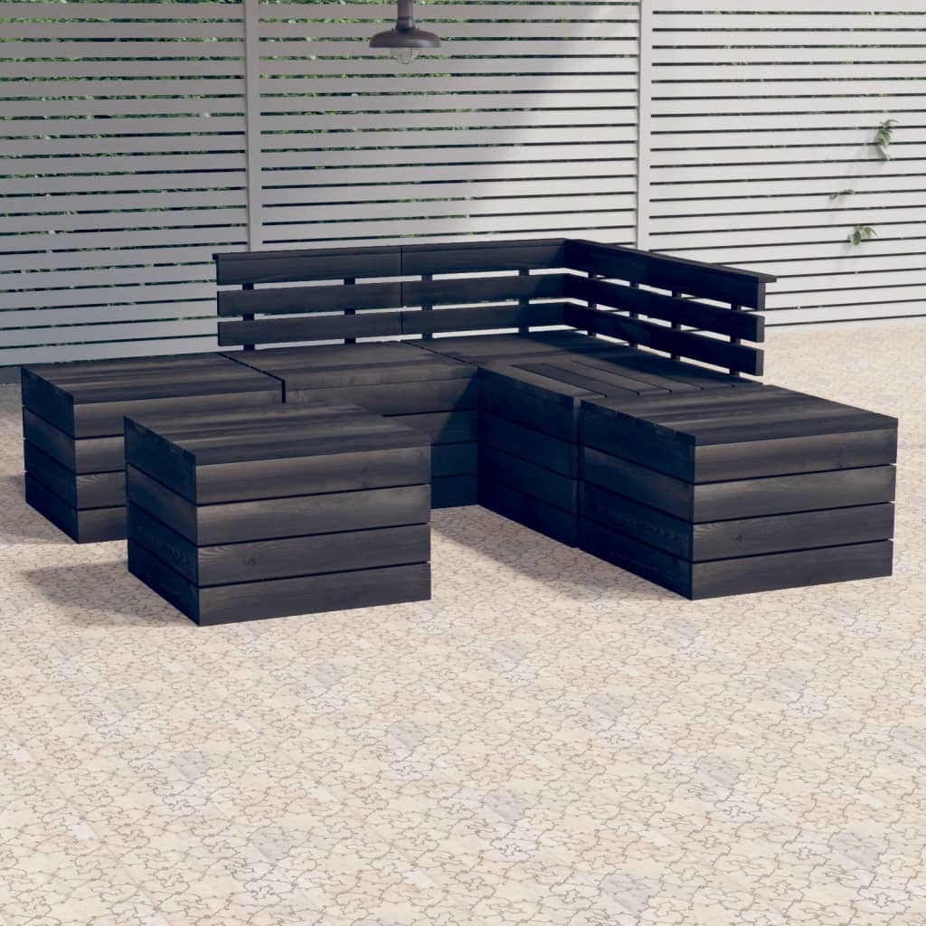 VidaXL 6-delige Loungeset pallet massief grenenhout donkergrijs