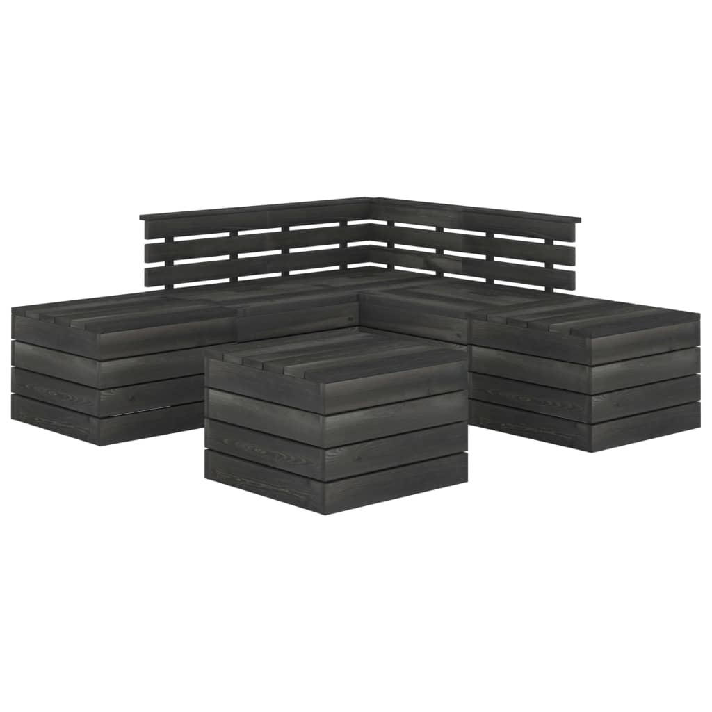VidaXL 6-delige Loungeset pallet massief grenenhout donkergrijs