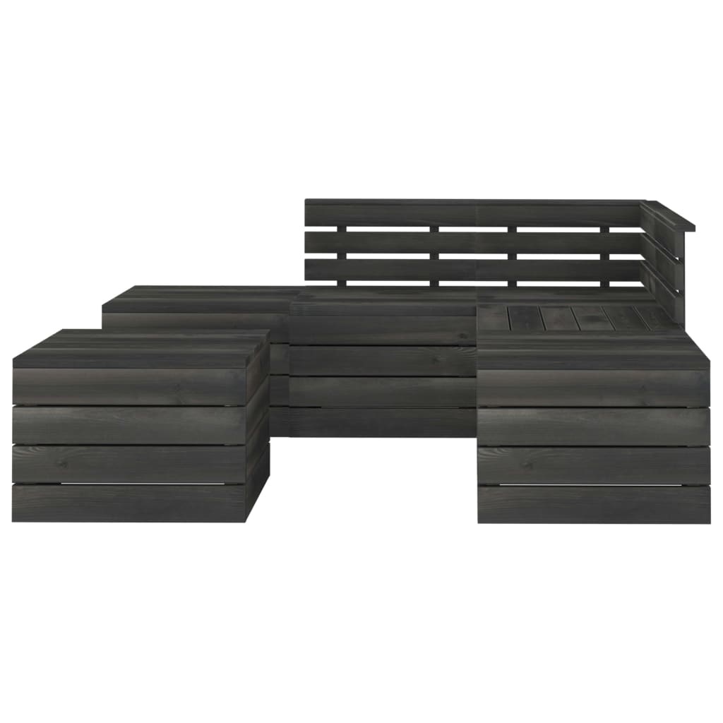 VidaXL 6-delige Loungeset pallet massief grenenhout donkergrijs
