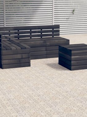 VidaXL 5-delige Loungeset pallet massief grenenhout donkergrijs