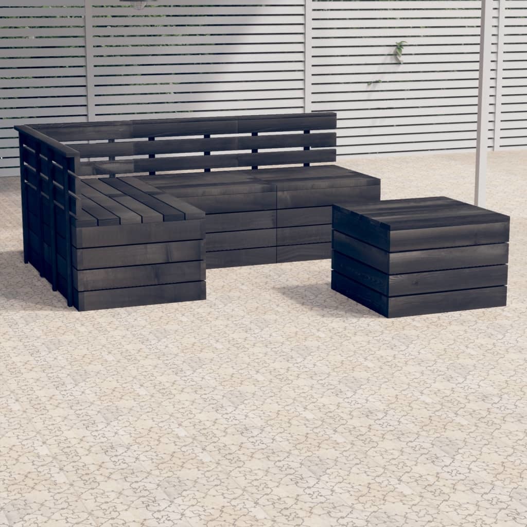 VidaXL 5-delige Loungeset pallet massief grenenhout donkergrijs