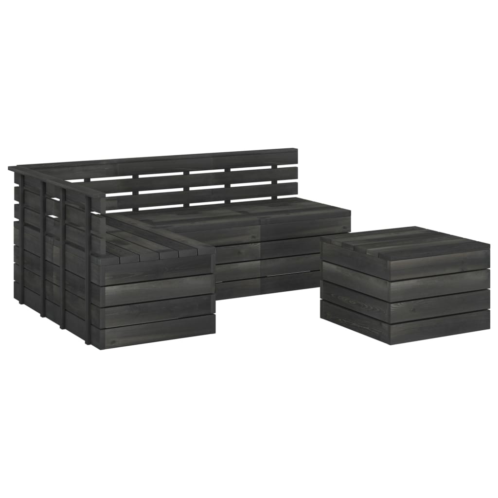 VidaXL 5-delige Loungeset pallet massief grenenhout donkergrijs