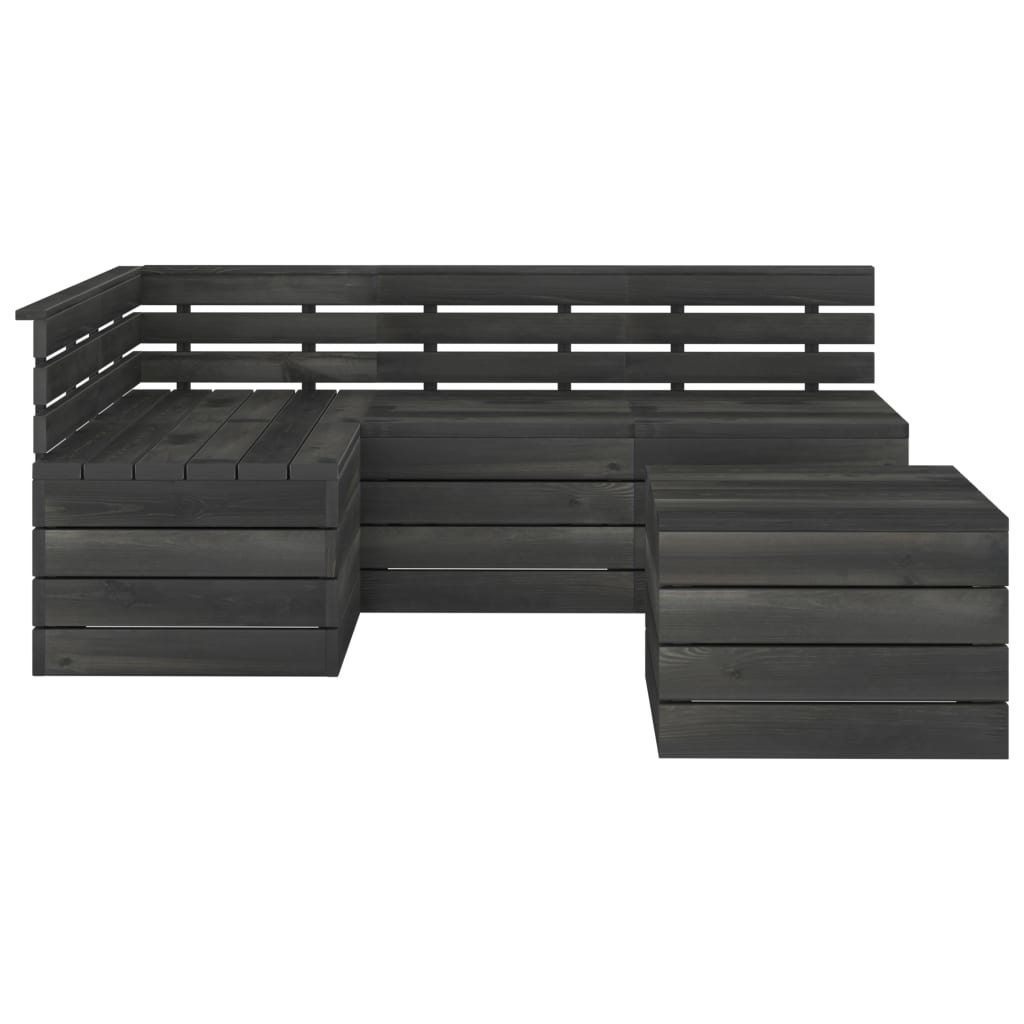 VidaXL 5-delige Loungeset pallet massief grenenhout donkergrijs