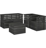 vidaXL 5-delige Loungeset pallet massief grenenhout donkergrijs