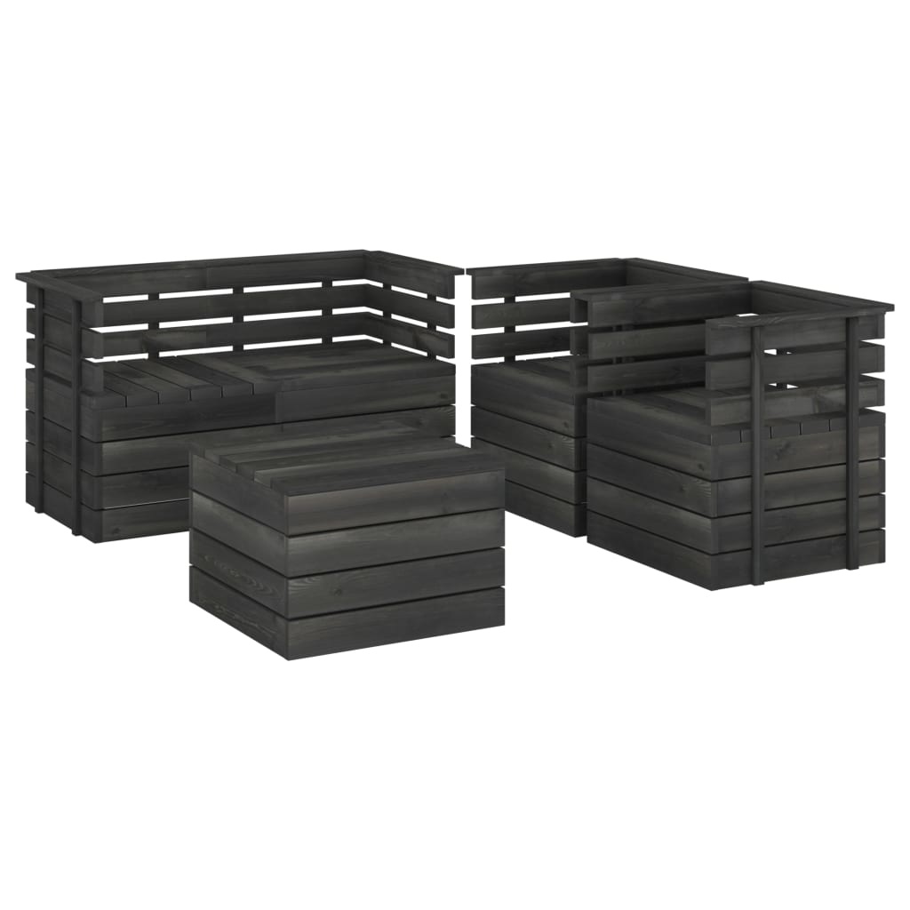 VidaXL 5-delige Loungeset pallet massief grenenhout donkergrijs