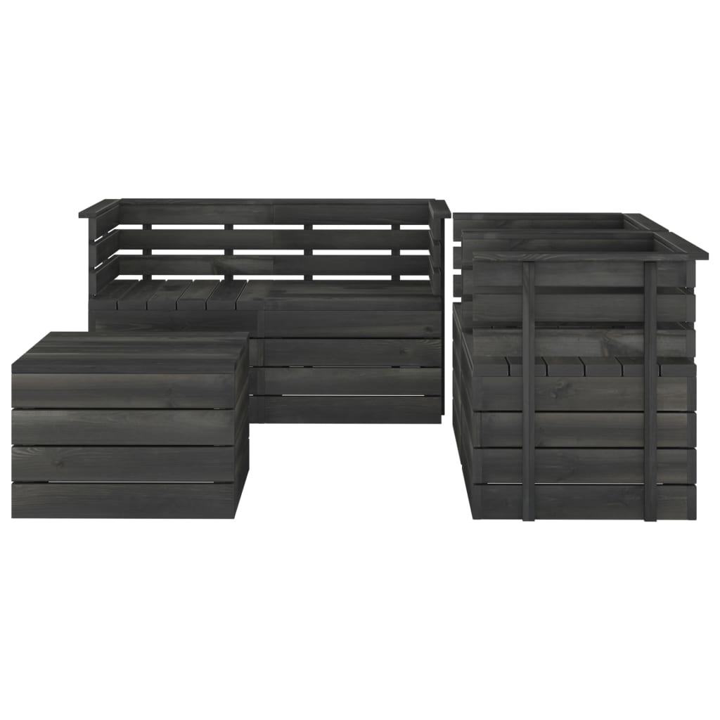VidaXL 5-delige Loungeset pallet massief grenenhout donkergrijs